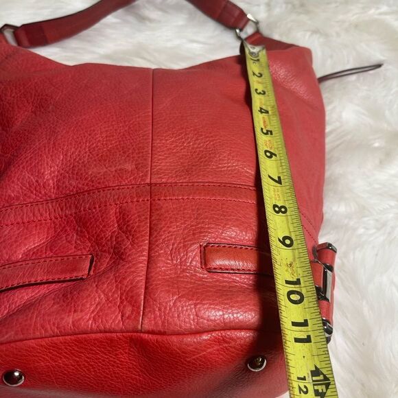 B Makowsky leather orange Hobo bucket style shoulder bag  silver tone hardwares - Picture 11 of 15